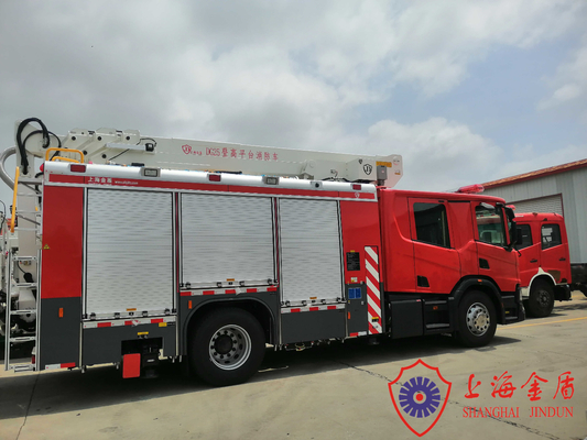 25m Boom 60m Phạm vi phun Xe cứu hỏa thang trên không với bệ thép không gỉ